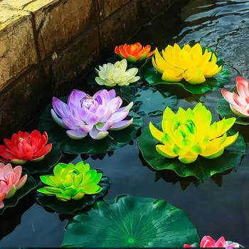 Simulacija Plavajoče Bazen Rastline Dekoracijo Umetnih Vode Lotus Listov Waterscape Botanika Umetne Pene Lotus Ribnik roža Lilija