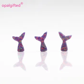 ( 3pcs/veliko )Brezplačna Dostava Sintetičnih Opal 7.3x10.2 mm Op38 vijolična Barva opal morska deklica rep Obesek Kroglice za DIY ogrlica