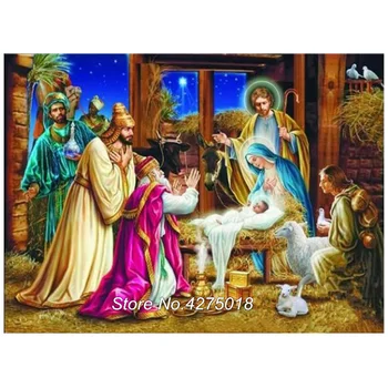 Diy Diamond Slikarstvo Navzkrižno Vboda Nastavite vere rojstvo Jezusa Doma Dekoracijo Kvadratnih Diamond Vezenje 5D Needlework CX074