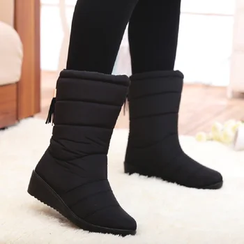 2019 pozimi nove ženske rese plus žamet sneg škornji v cevi klin s toplo ženske čevlje non-slip debele ženske škornji