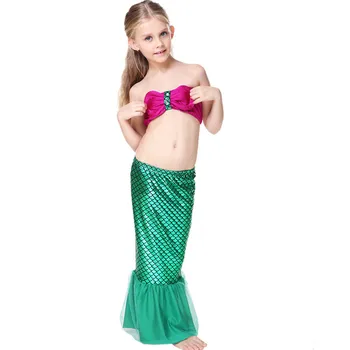 3PCS/Set morska deklica Rep Princess Ariel Obleko, Krilo Za Dekleta Otrok morska deklica Uspešnosti Kostum Cosplay Kopalke za Otroke C026