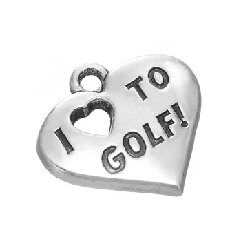 50PCS Antique Silver Plated Srce Črke Srebro všeč mi je, Da Golf Obeski čarobne gumbe Za Ogrlico&Ročno izdelane Zapestnice