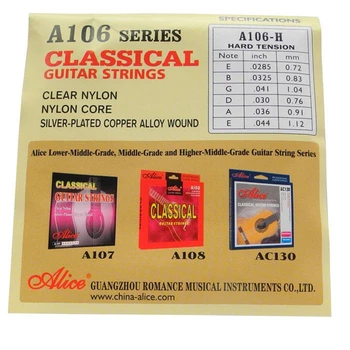 Vrhunska 6pcs/set Alice klasične kitare, godala A106 /Clear Najlon strune Silver Plated Bakrovih Zlitin Rane