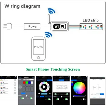 Milijoni barv RGB LED krmilnik WIFI,GLASBO, načini wifi370 krmilnik,za Iphone,Android 2.3 Različica IOS,led krmilnik glasbe