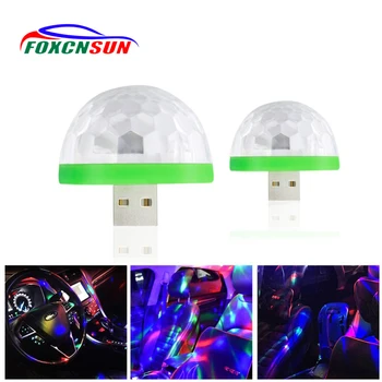 Foxcnsun Avto RGB Vzdušje LED Luči Glasbe Auto Dekoracija Žarnice Žarnice za Avto Styling Decors DJ Disco Učinkov Fazi USB 5V