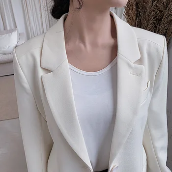 CNlalaxury ženske Bež obleka jopič feminino dolg rokav pocket office lady poslovnih plašč ženski retro Suknjič vrhovi chaqueta mujer