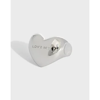 Korejski ins nišo preprosta ljubezen v obliki srca angleški pismo S925 sterling srebrni prstan ženska ljubezen me