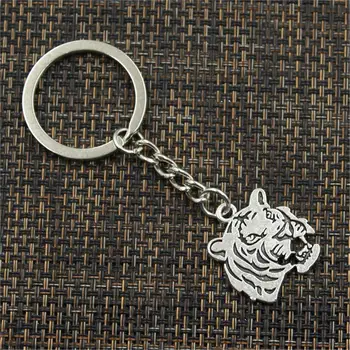 Moda Keychain 27x24mm Bučanje Tiger Glavo Obeski DIY Moški Nakit Avto Ključ Veriga Obroč Imetnik Spominek Za Darilo