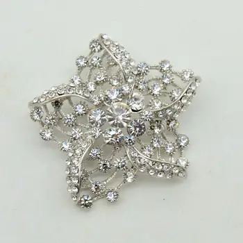 Rodij Srebro Ton Jasno Nosorogovo Kristalno Diamante Star oblikovan Broška Mama je Darila, 1.8 Inch