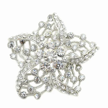 Rodij Srebro Ton Jasno Nosorogovo Kristalno Diamante Star oblikovan Broška Mama je Darila, 1.8 Inch