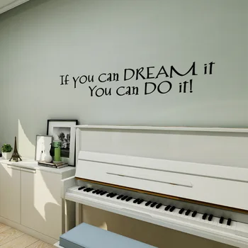Če lahko o nečem sanjaš. Lahko to storite Stenske Nalepke, Dnevna soba za dom dekoracijo Zidana angleški inspirativno nalepke ozadje