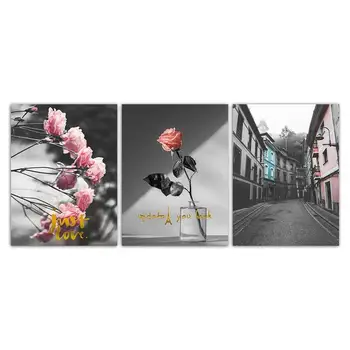 Nordijska Minimalističen, Plakatov in Fotografij Pink Rose Cvet Krajine Poročno Dekoracijo Sten Platno Umetniško Slikarstvo Doma Dekor Sliko