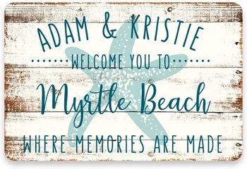 Vzorec Pop Persoanlized Dobrodošli na Myrtle Beach, Kjer Spomini so Znak Kovinski Znak