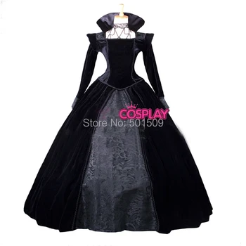 črna mačehe cosplay/vampir/fan ovratnik dolgo srednjeveško obleko rose fazi Viktorijanski Gothic/Marie Antoinette/Kolonialne Belle Žogo
