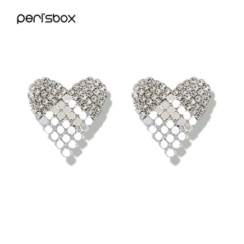 Periferni'sBox Krasen Srce Nosorogovo Stud Uhani za Ženske Minimalističen Kristali, Uhani Izjavo Poroke Lestenec Uhani