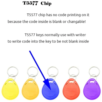 50Pcs T5577 Prazno Tipko Tag RFID Čip Obroč Kartice Oznake Keytag 125 Khz Kopijo večkrat zapisljivi Napiše Dvojnik