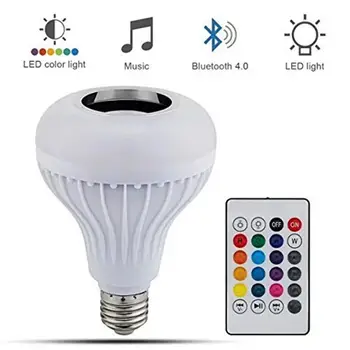 1pcs E26 E27 B22 Brezžična tehnologija Bluetooth Smart Žarnice RGB Z Zvočniki Audio Zatemniti Tipko LED kontrolna Oddaljeno Igranje 24 Lučka Glasbe D6O4