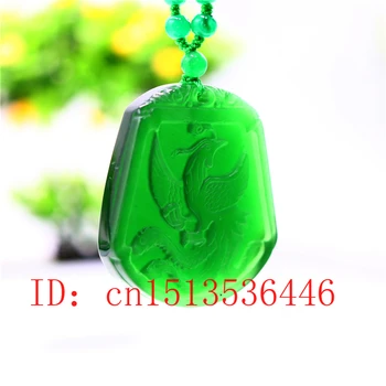 Green Jade Phoenix Ogrlico, Obesek Čar Nakit Vklesan Amulet Moda Naravnih Kitajski Darila za Ženske Moški Pulover Verige