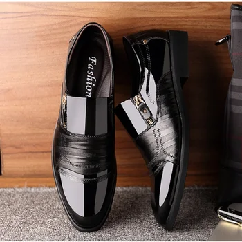 Top big velikost kakovosti moški moški poročno obleko Hombre homme Zapatos nizek blok petah formalno priložnostne podjetja Oxford usnja čevlji