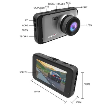 Avto Dvr Kamera X31 Vožnje Snemalnik z Visoko ločljivostjo Spredaj in Zadaj Dvojni Objektiv 1080P Zaznavanje Gibanja Dash Cam Parkiranje Zaslon