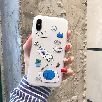 Mačka velja za iphone 6 6s 7 8 plus risanka primeru telefon za iphone x xs max xr 11 pro max mehki silikonski zaščitni pokrov conque
