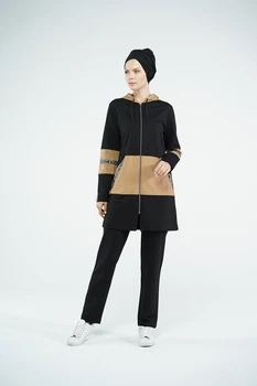 Eofashion Islamske Obleko Muslimanske Ženske Dolg Rokav Rjava Outwear S Kapuco In Hlače, Plus Velikost Visoke Kakovosti Sweatwear