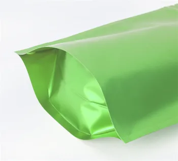 Debelo 100 kozarcev Mat Zelene Aluminijasto Folijo Zip-Lock Pack Bag Posušen Cvet Sadje mleto Kavo Prigrizek Darila Toplote Tesnjenje Vrečke