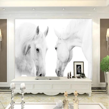 Milofi po meri 3D ozadje zidana beli konj fotografiji v ozadju stene v ozadju stene dnevna soba, spalnica dekoracijo slikarstvo