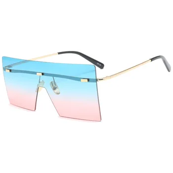 Moda Nove Anti-glare Kvadratnih Velika Senca Trend Ulici Velika sončna Očala brez okvirjev Ženske sončna Očala Mestnih Priložnostne Divje Očala