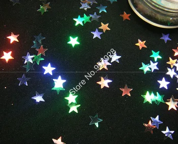 6 mm Nohtov Bleščice Zvezda oblike Mavrična Beli Barvi s pisanimi odtenek v prahu za akril lak, gel za nohte nohtov in make up