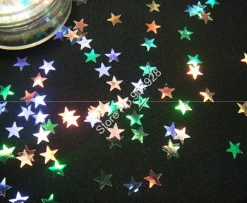 6 mm Nohtov Bleščice Zvezda oblike Mavrična Beli Barvi s pisanimi odtenek v prahu za akril lak, gel za nohte nohtov in make up