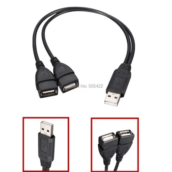 300pcs/veliko Novih USB 2.0 A Moški 2 Dual USB Ženski Napajalni Kabel, Napajalnik, Podaljšek Vodila Visoke Kakovosti