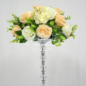 54 cm Visok Kristalno Flower Stand Poroko Akril Kovinski svijećnjak Stojalo Svečnik Zveze Centerpiece Rack