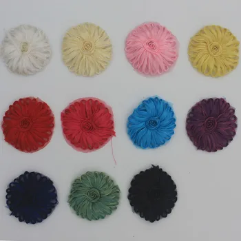120pcs 2.5 inch poliester til tkanine očesa cvetje za deklice, trakovi,tkanine cvet za otroke dodatki za lase,lase lok cvetje