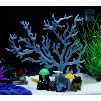 Nov Akvarij Okraski Noč-svetlobna Silikonski Umetno Koralni Fish Tank Dekoracijo 4 Barve Mešani Akvarij Dodatki