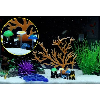 Nov Akvarij Okraski Noč-svetlobna Silikonski Umetno Koralni Fish Tank Dekoracijo 4 Barve Mešani Akvarij Dodatki