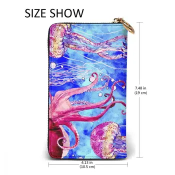 2021 Moda Dolgo Usnjena Torbica Rdeča Hobotnica Lionfish Meduze Unisex Klasičnih Torbici Zadrgo Denarnice s Kartico sim