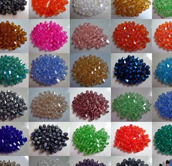Mešane barve 1600pcs/lot 3 mm 4 mm 6 mm Bicone Gladko svoboden Steklene Kroglice Barvne zapestnica rt34 Mix noge crystal