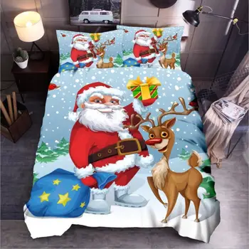 Rjuhe Kritje 3D Božič Santa darilo Zvezde na nočnem nebu Posteljnina Določa, Kralj, Kraljica polno Twin Velikost 2/3pcs Prevleke