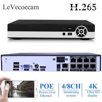 H. 265 H. 264 4/8CH 48V Standard POE NVR Varnosti IP Kamera za video Nadzor, Sistem P2P ONVIF 2MP/5MP/ 4K Omrežja, Video Snemalnik