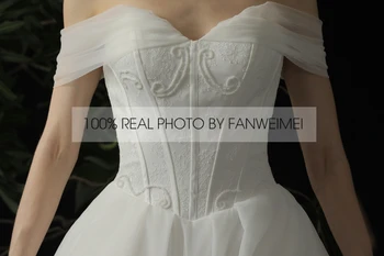 #8003 Obračuna Proizvodnje Belih Off-Ramo Backless Poročno Obleko Žogo Obleke