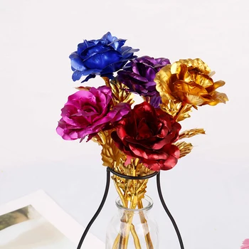 5 Barv 24K Folijo Prekrita Rose Gold Rose Poročna Dekoracija Cvet Valentinovo Darilo Ljubimec je Dvignila Umetno 25*10*5 cm
