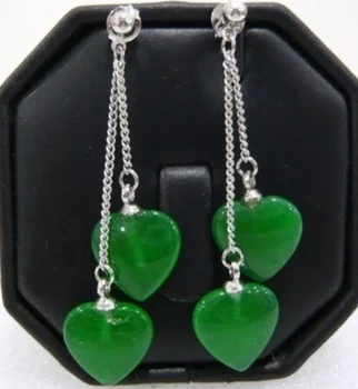 Najplemenitejše Nakit Srce Oblika zelene Jades Earings naravnih Luksuzni Ms. dekle Poročni Nakit