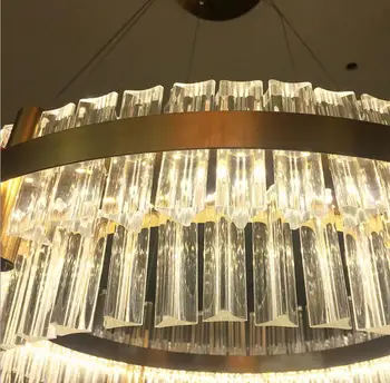 L Evropski lestenec svetlobno razkošje preprost dnevni sobi lestenec stopnicah led steklo svetlobni obroč led svetloba dnevna soba LED