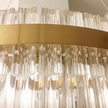 L Evropski lestenec svetlobno razkošje preprost dnevni sobi lestenec stopnicah led steklo svetlobni obroč led svetloba dnevna soba LED