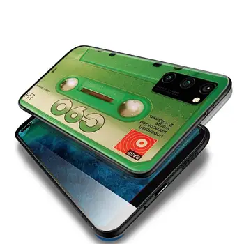 Vintage Kaseta z Magnetnim Trakom, za Huawei Honor 30 20 20 10i 9, 9A 9C 9X 8X 10 9 Lite člen 8A, 7C 7A Pro Primeru Telefon Črni Pokrov