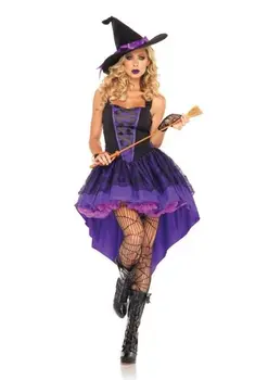 Halloween Kostumi Čarovnice Kostum Za Ženske Odraslih Adulto Fantasia Obleko, Klobuk Cosplay Oblačila za Ženske Karneval v Skladu