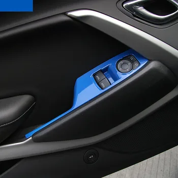 Sansour ABS Okno Avtomobila Dvigalo Gumb Plošča Okrasni Pokrov Okraskov Notranje Nalepke Za Chevrolet Camaro 2017 Up Avto Styling