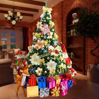 22 cm zlati gaza umetno Božično cvet Vesel Božič Drevo Ornament Poroko Umetno Cvetje Za Dekoracijo Doma Božič