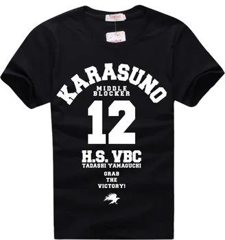 Haikyuu!! Yamaguchi Tada Karasuno T-Shirt Črna Cosplay